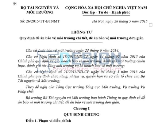 đề án bảo vệ môi trường